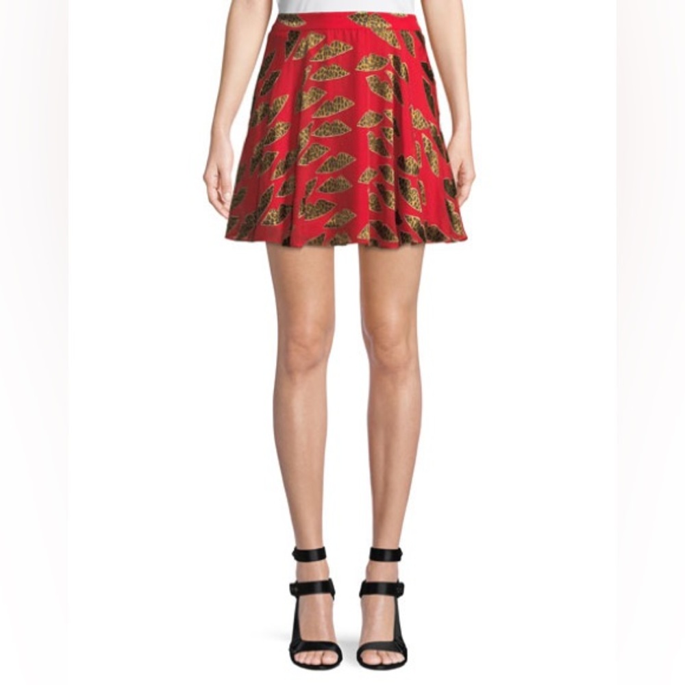 RARE Alice + Olivia Blaise Cheetah Lips Mini Skirt